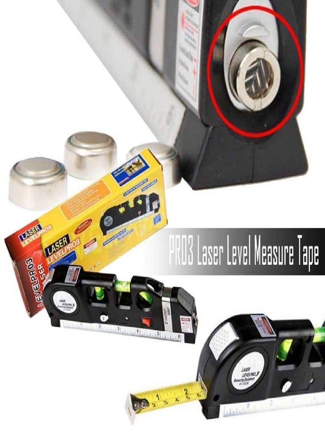 Fancyku Level Laser Plastic Horizon Vertical Measure Tape Aligner Bubbles Ruler Multifunction Leveler Tool (Black) - Image 2